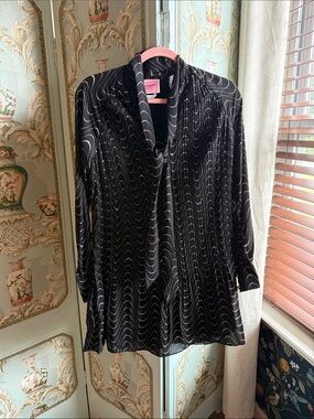kate spade Black Wave Dot Tie-Neck Blouse